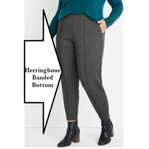 Maurices Pants Womens 4X Herringbone Heavy Knit Jogger Banded Bottom Black Gray
